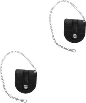 GALPADA 2sets Pocket Watch Holder Fanny Pack Portable Waist Bag for Travel Business Work Made of Premium Pu Texture with Chain Design for Easy Carrying