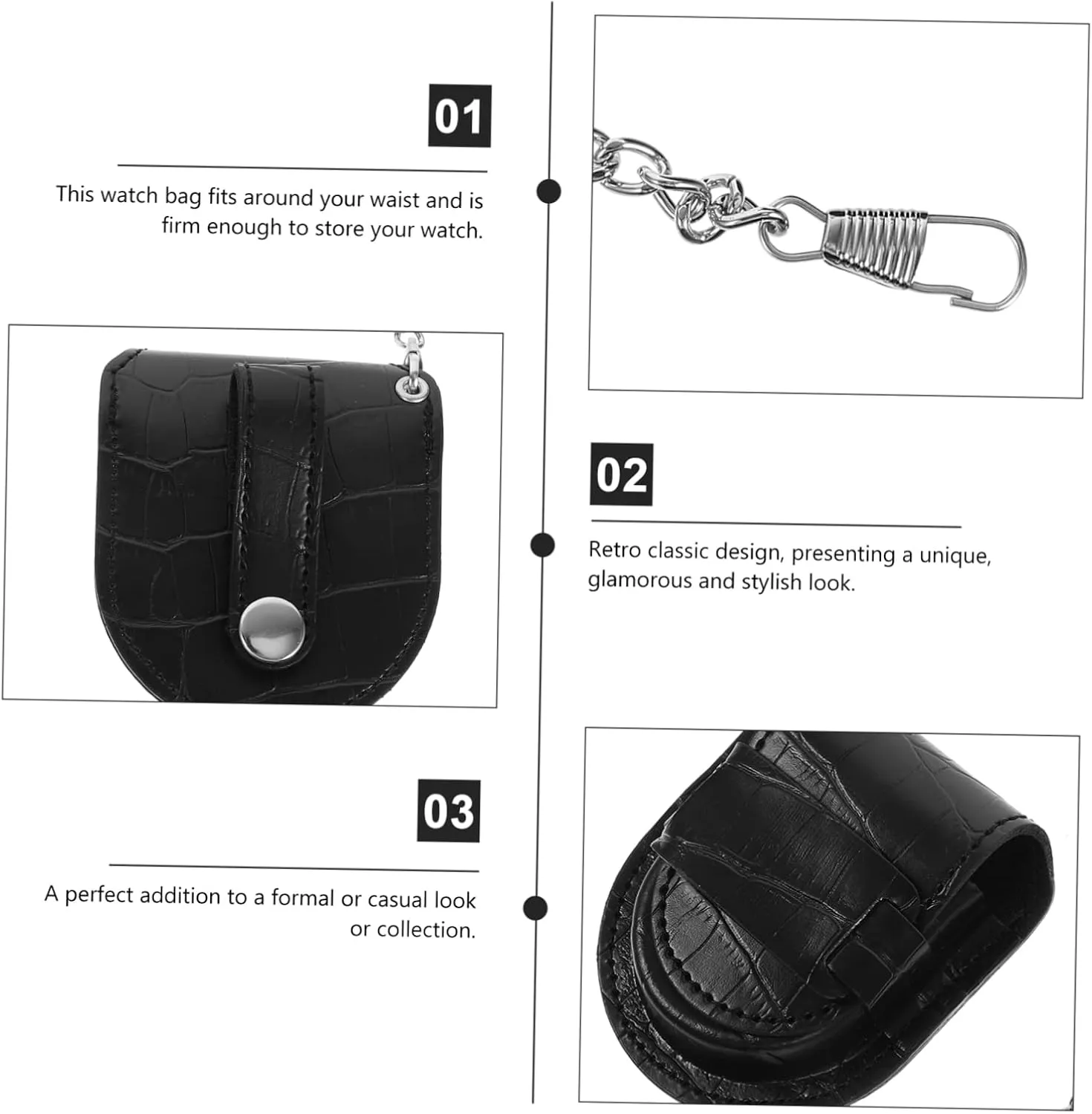 GALPADA 2sets Pocket Watch Holder Fanny Pack Portable Waist Bag for Travel Business Work Made of Premium Pu Texture with Chain Design for Easy Carrying