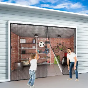 Garage Door Screen for Car Garage, 23x94 inch Heavy Duty Net Screen, Hands Free Magnetic Door for Patio, Terraces, Gym, Balconies, Porch Black WYJ9N