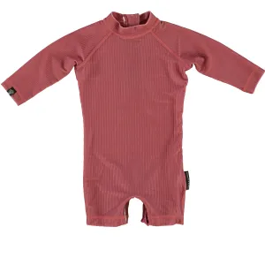 Garnet Ribbed Baby Swimsuit - Long Sleeve