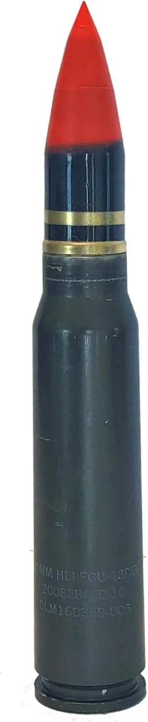 General Dynamics A-10 30mm Shell Casing W/ Colored Plastic Head. A10 Warthog Fired Round, Inert, Demilitarized, Cosplay, Statue (Red)