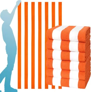 Genovega 6 Packs Oversized 72X40 Inch Stripe Beach Towel Thin Terry Set Extra Large XL Big Clearance Towels Swim Pool Travel Absorbent Soft Accessories Essentials Camping Adults Men Women Gift Orange