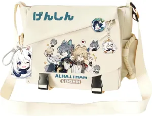 Genshin Impact Handbag Kazuha Crossbody Bag Cute Single Shoulder Bag Adult 3D Print Anime Backpack White Bag