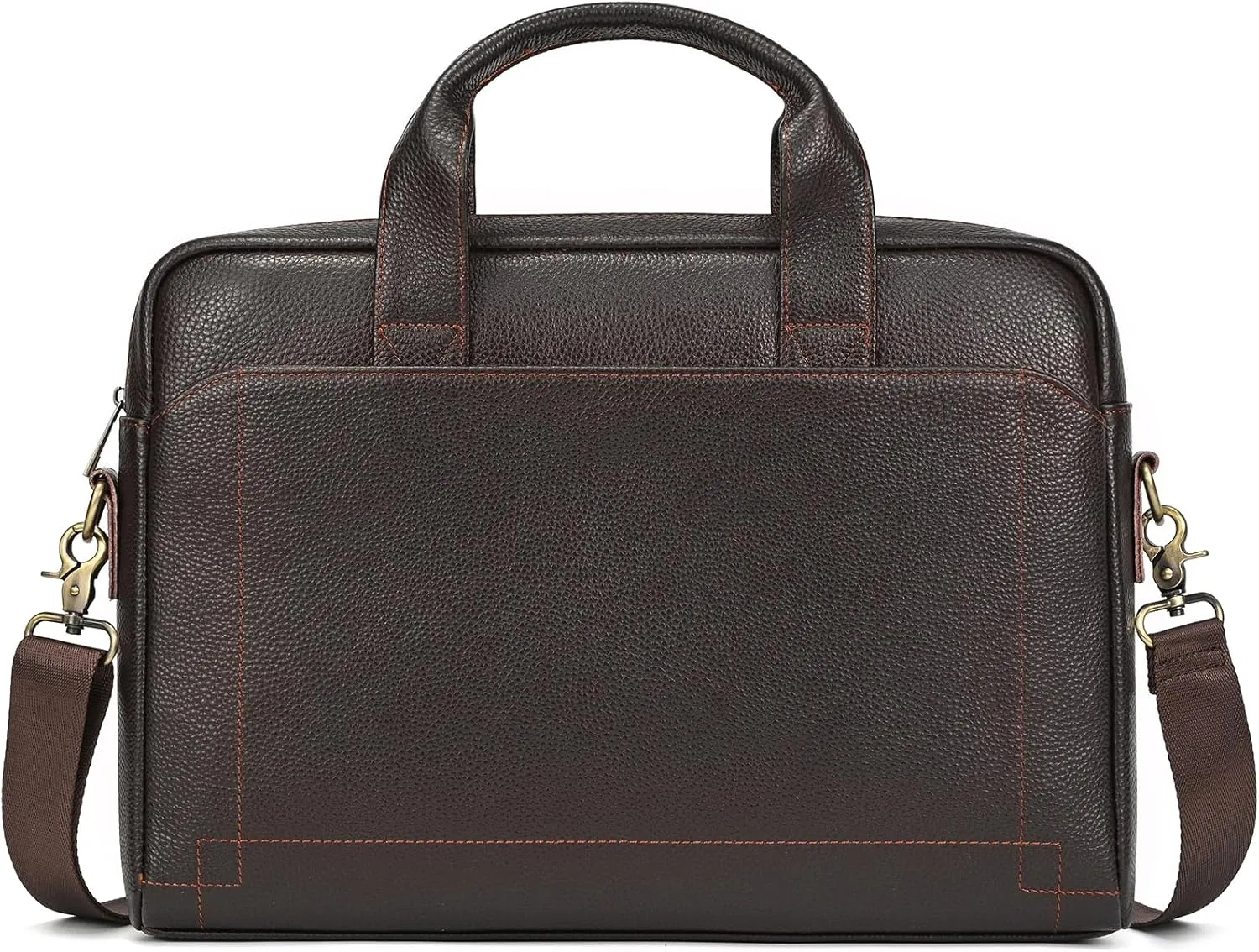 Genuine Leather Briefcase for Men, Laptop Computer Shoulder Bag With Strap, 15.6 Inch Business Travel Work Handbag