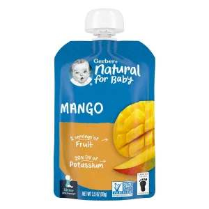 Gerber Baby Food Pouches, 2nd Foods for Babies, Mango, 3.5oz each (Pack of 12)