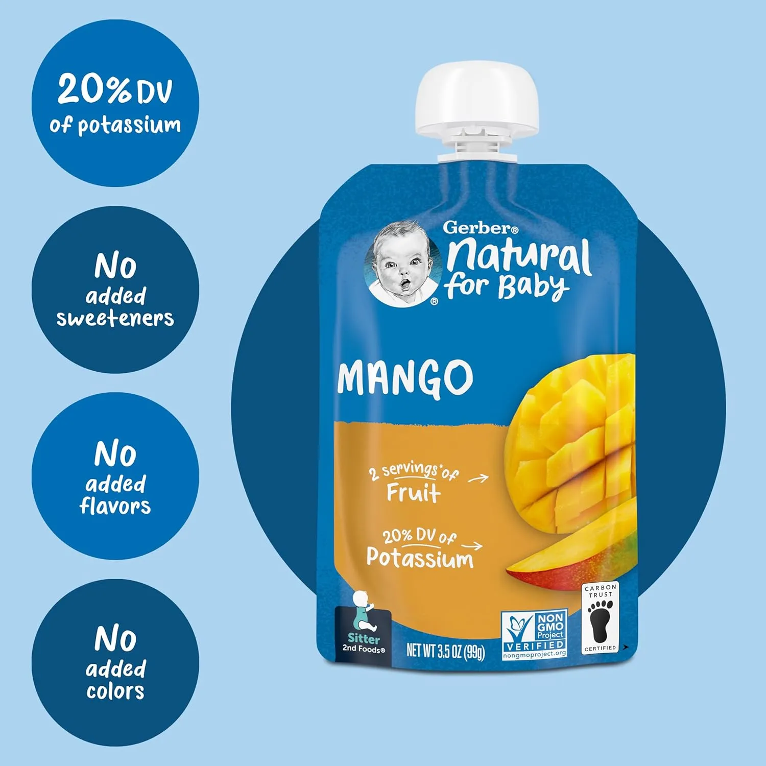 Gerber Baby Food Pouches, 2nd Foods for Babies, Mango, 3.5oz each (Pack of 12)
