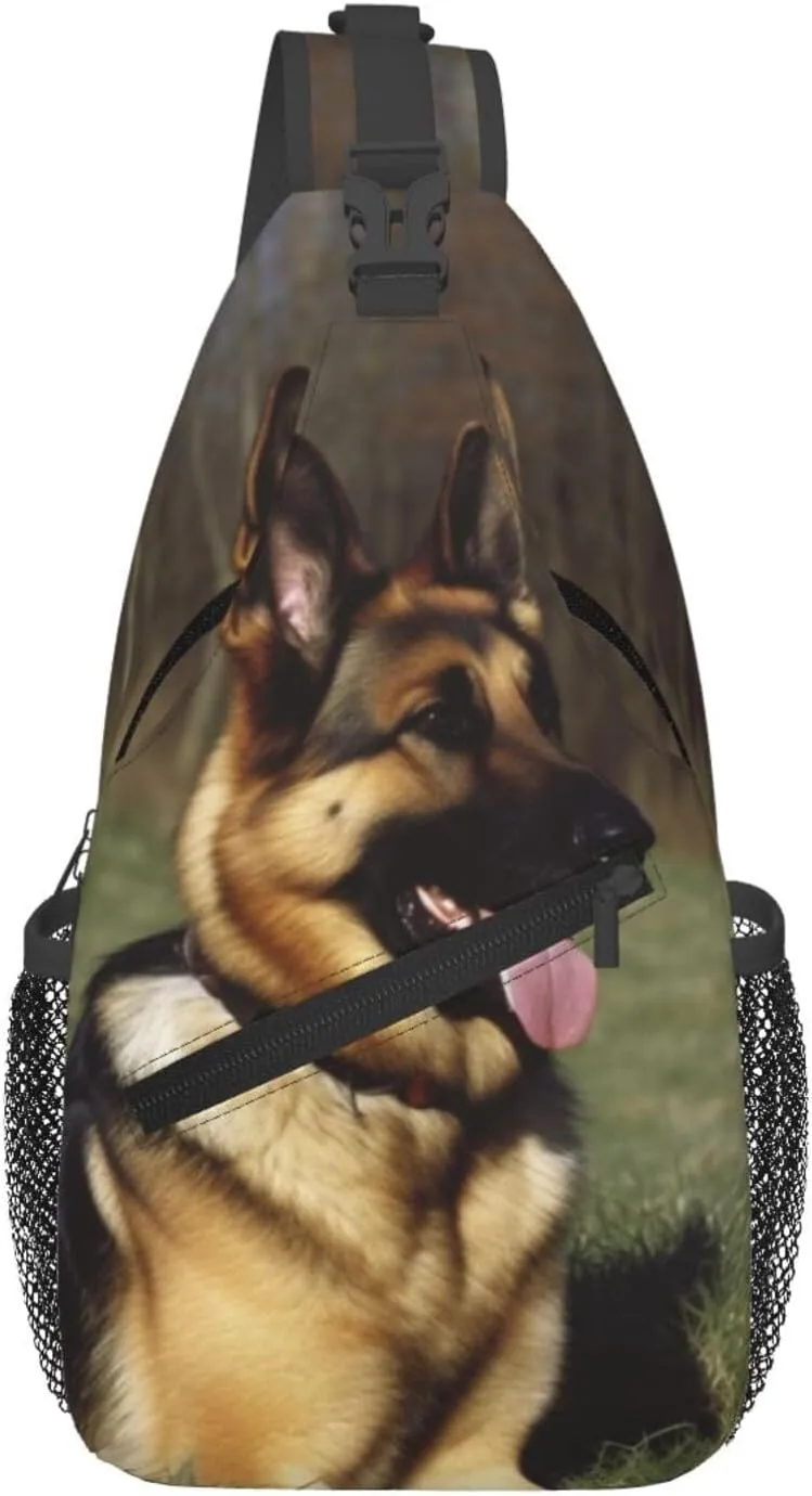 German Shepherd Dog Crossbody Bags for Men Women Fashion Sling Backpack Casual Chest Bag Travel Hiking Daypack