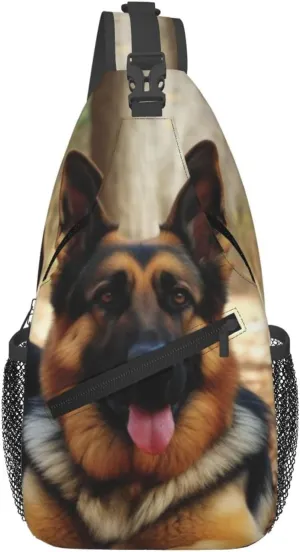 German Shepherd Dog Crossbody Bags for Men Women Fashion Sling Backpack Casual Chest Bag Travel Hiking Daypack