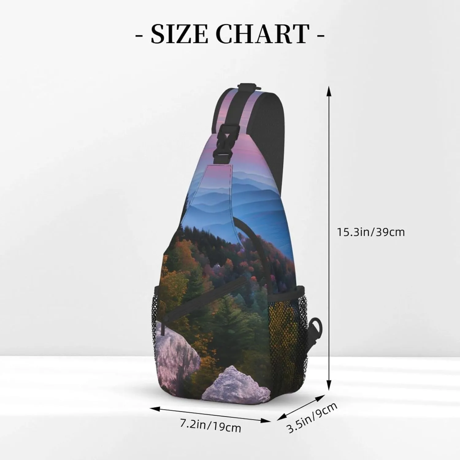 GeRRiT Canadian Smokey Mountain Cliff Print Small Backpack Sling Bag For Women Men, Chest Bag Daypack Crossbody For Travel Sport, SB-122