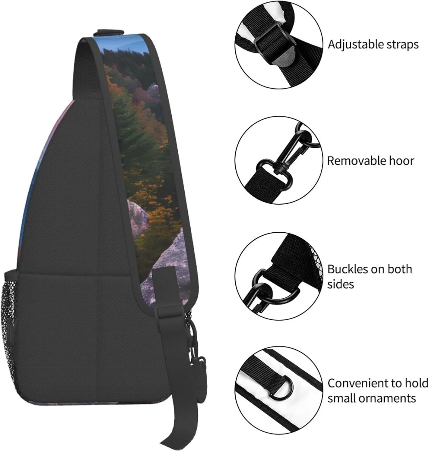 GeRRiT Canadian Smokey Mountain Cliff Print Small Backpack Sling Bag For Women Men, Chest Bag Daypack Crossbody For Travel Sport, SB-122