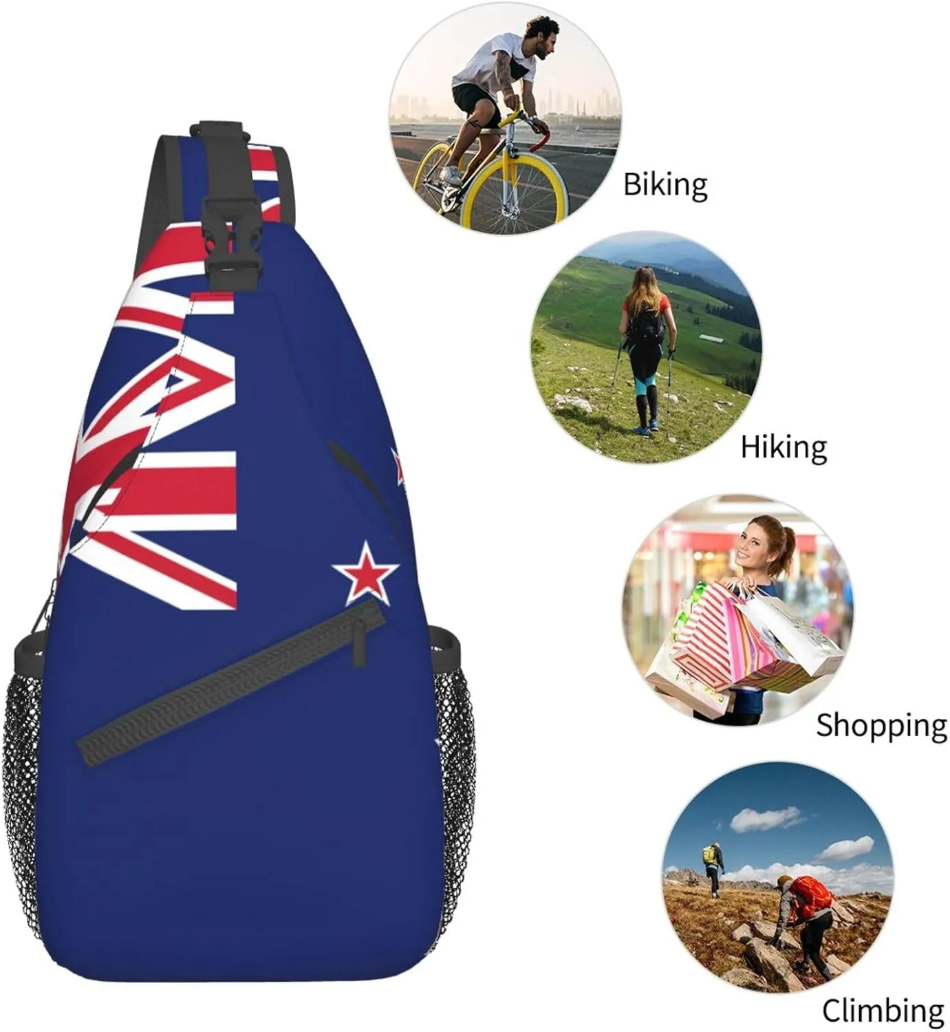 GeRRiT New Zealand Flag Print Small Backpack Sling Bag For Women Men, Chest Bag Daypack Crossbody For Travel Sport, SB-122