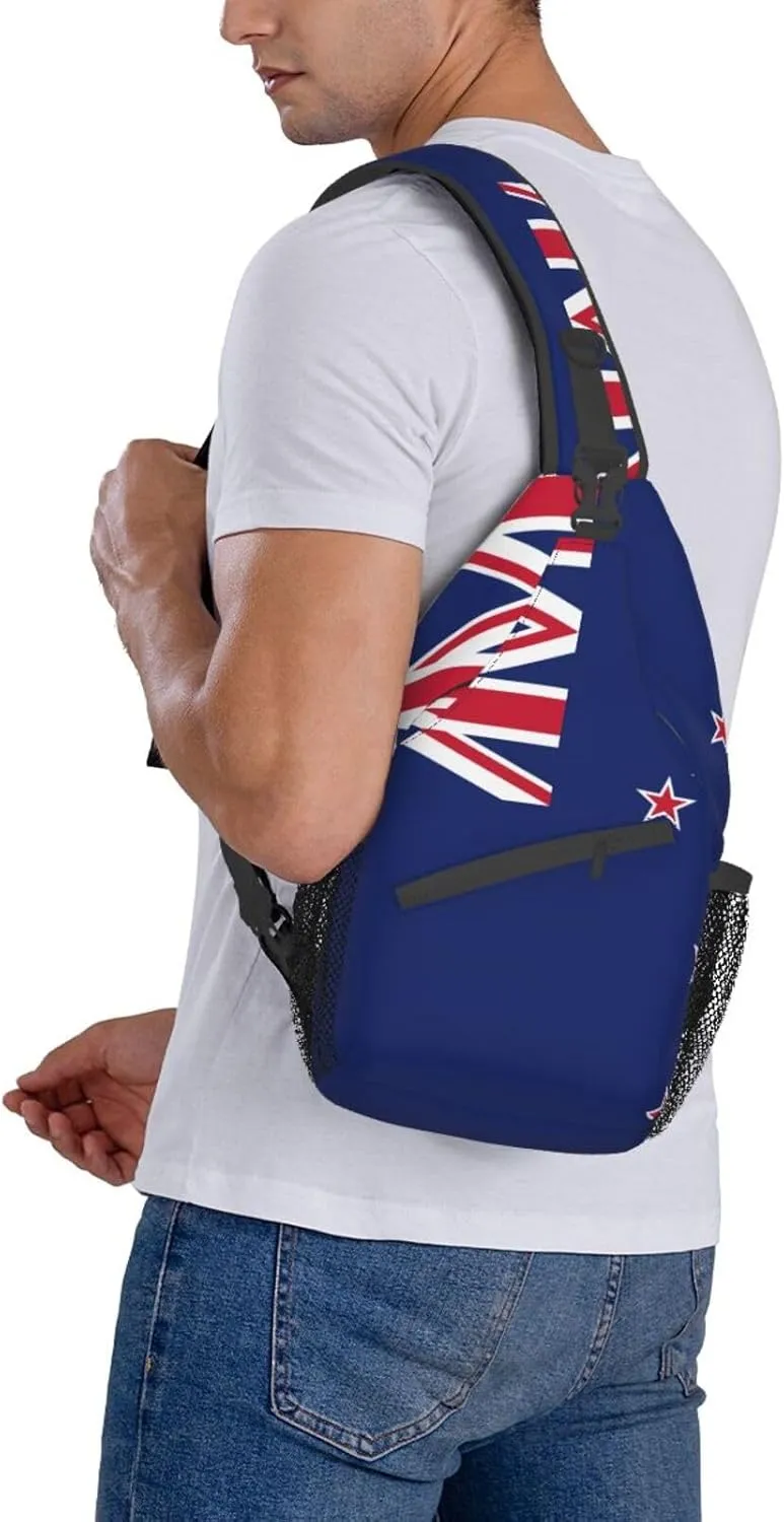 GeRRiT New Zealand Flag Print Small Backpack Sling Bag For Women Men, Chest Bag Daypack Crossbody For Travel Sport, SB-122
