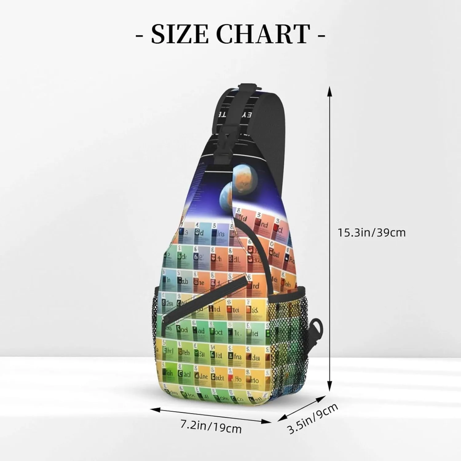 GeRRiT Periodic Table Of Elements Print Small Backpack Sling Bag For Women Men, Chest Bag Daypack Crossbody For Travel Sport, SB-122