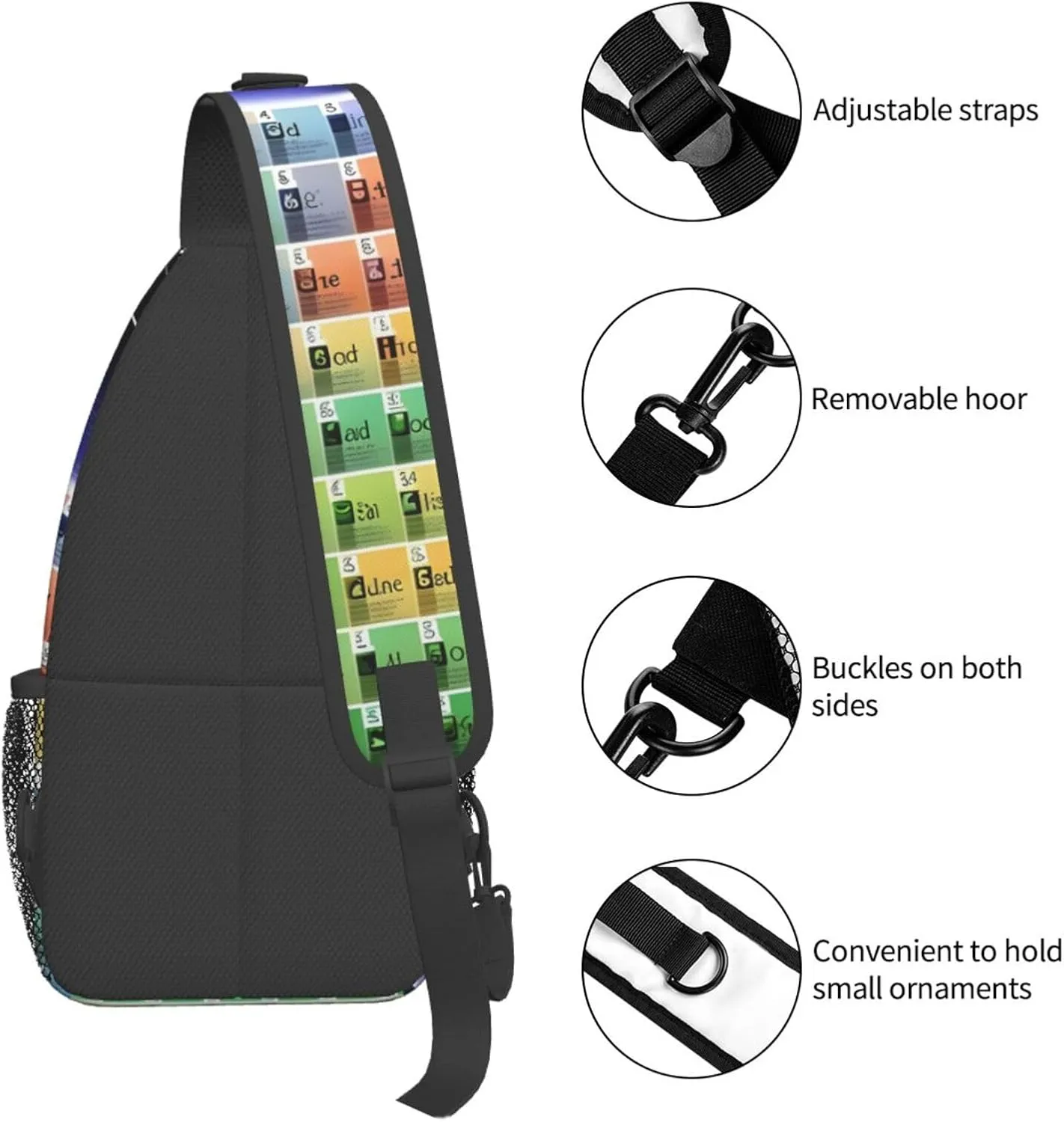 GeRRiT Periodic Table Of Elements Print Small Backpack Sling Bag For Women Men, Chest Bag Daypack Crossbody For Travel Sport, SB-122