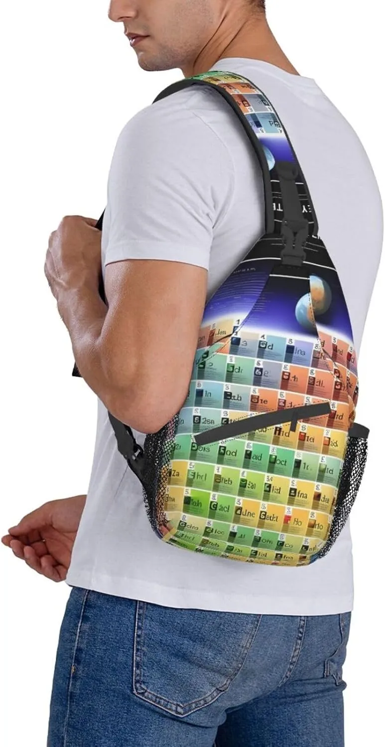 GeRRiT Periodic Table Of Elements Print Small Backpack Sling Bag For Women Men, Chest Bag Daypack Crossbody For Travel Sport, SB-122