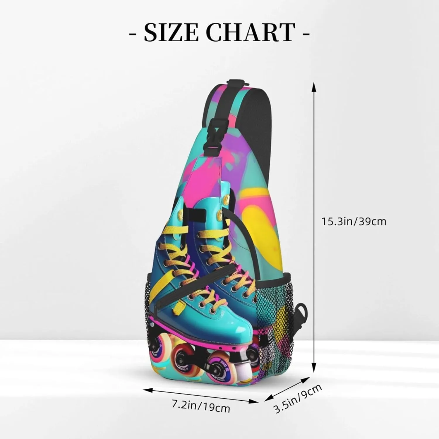 GeRRiT Retro Colorful Roller Skates Print Small Backpack Sling Bag For Women Men, Chest Bag Daypack Crossbody For Travel Sport, SB-122