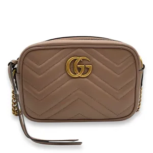 GG Marmont Mauve Crossbody Bag in Calfskin, Gold hardware