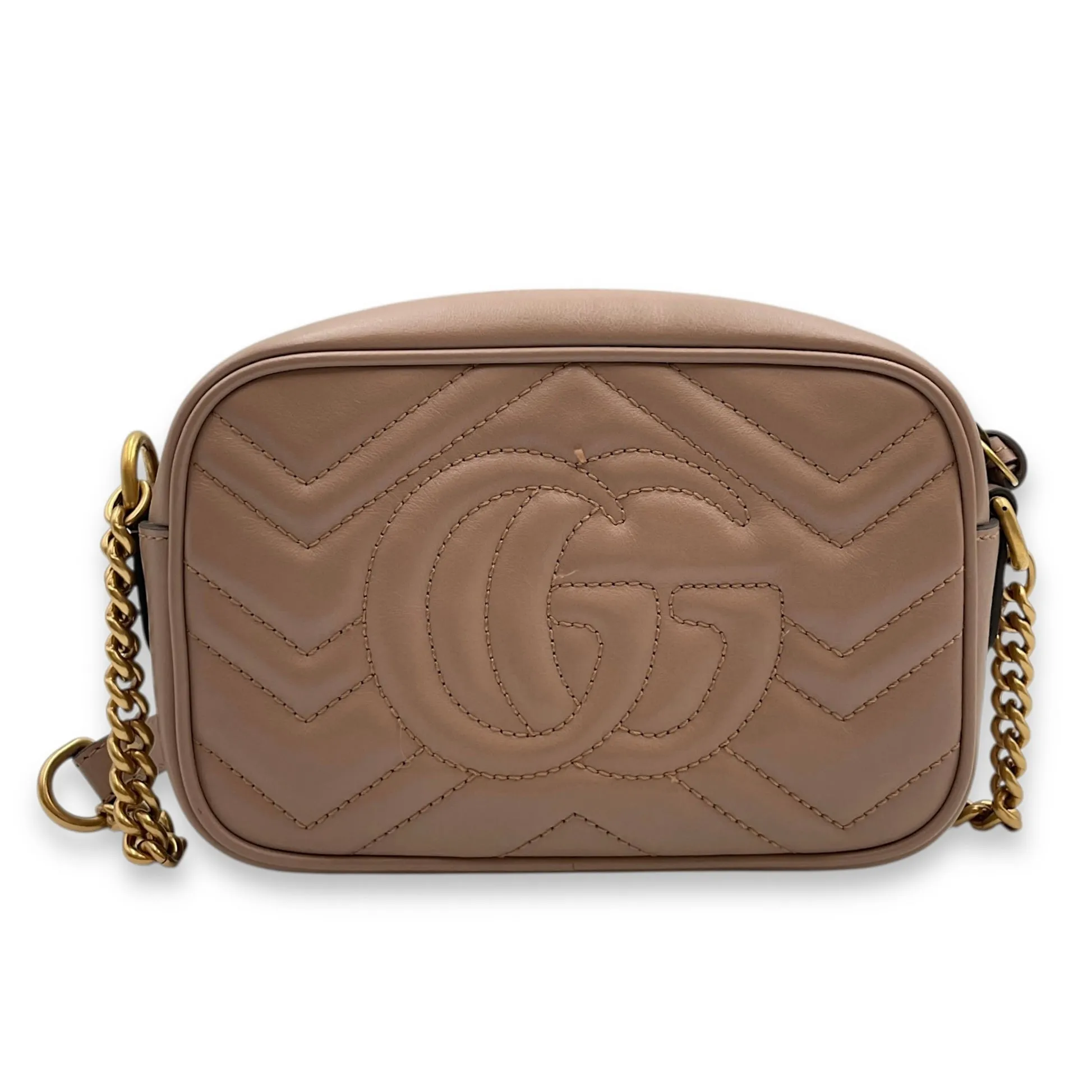 GG Marmont Mauve Crossbody Bag in Calfskin, Gold hardware