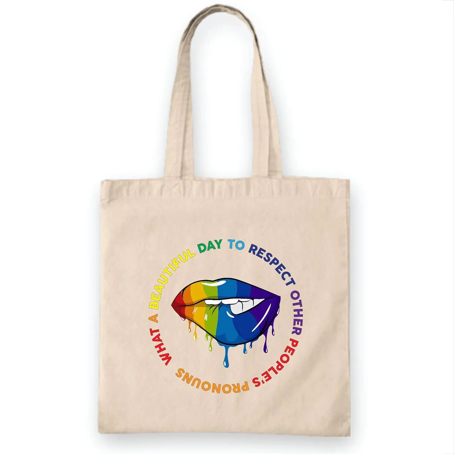 Gift for Humanity Respect Pronouns Equality Human Rights White Multicolor Canvas Tote Bag