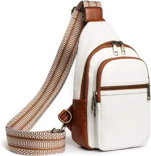 Gifts for Women Mom Christmas Gifts Birthday Small Sling Bag Leather Crossbody Fanny Packs Waist Pack for Traveling White