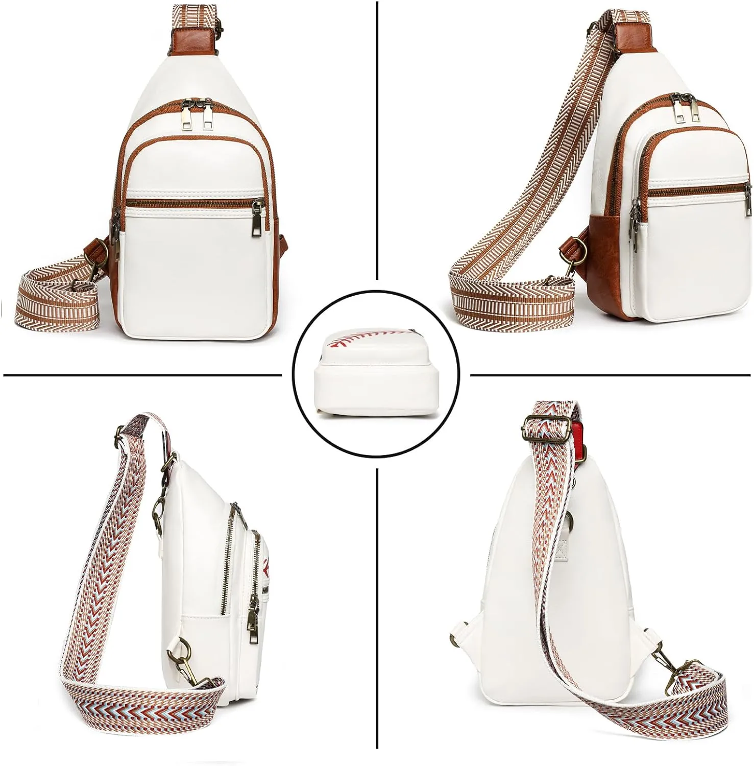 Gifts for Women Mom Christmas Gifts Birthday Small Sling Bag Leather Crossbody Fanny Packs Waist Pack for Traveling White