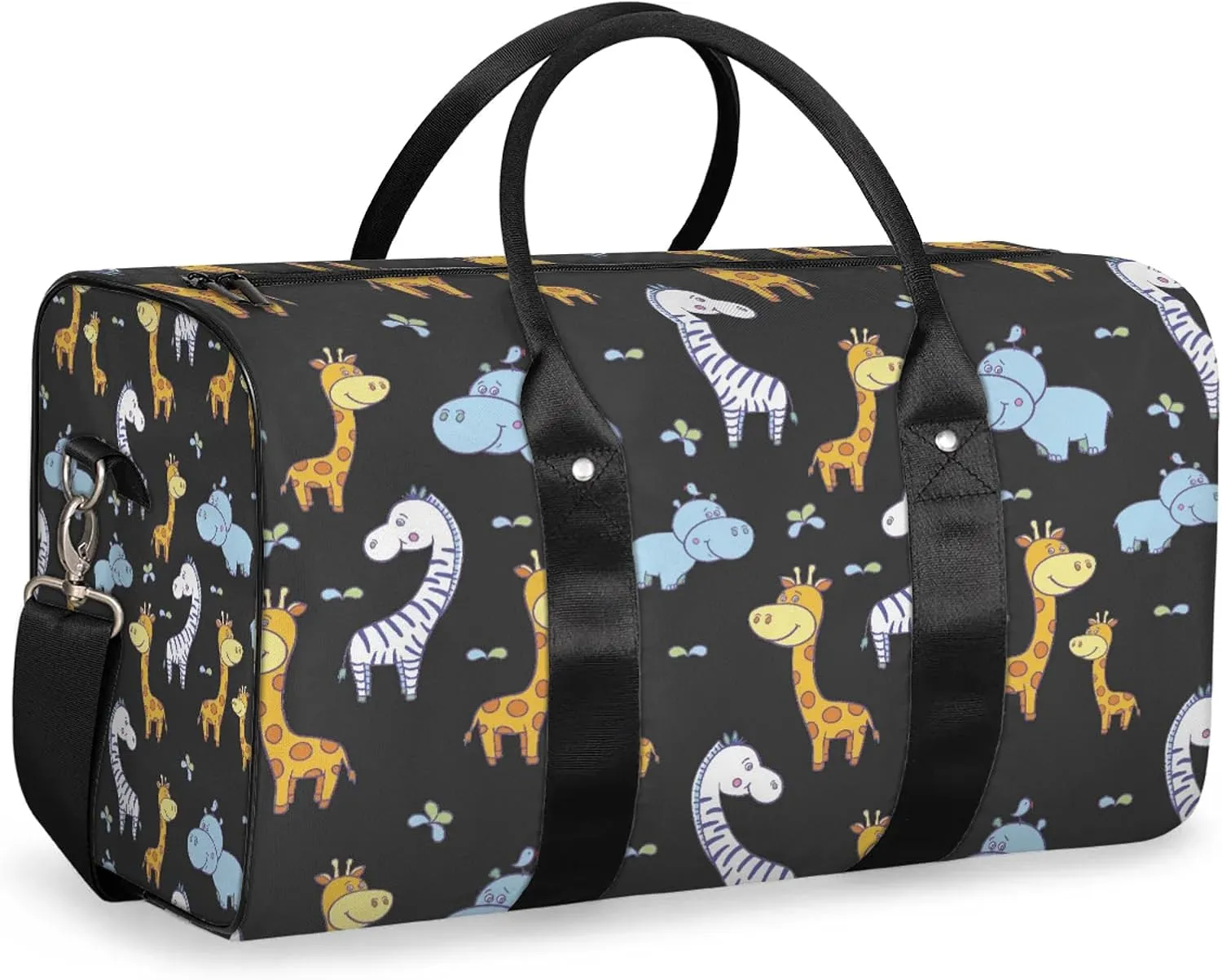 Giraffe Hippos Travel Duffle Bag, Weekender Bags for Women Men, Carry on Overnight Bag Waterproof Gym Bags, Hospital Bag for Labor and Delivery