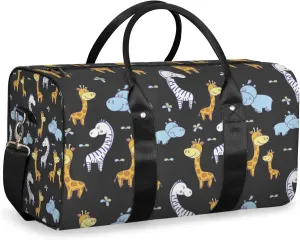 Giraffe Hippos Travel Duffle Bag, Weekender Bags for Women Men, Carry on Overnight Bag Waterproof Gym Bags, Hospital Bag for Labor and Delivery
