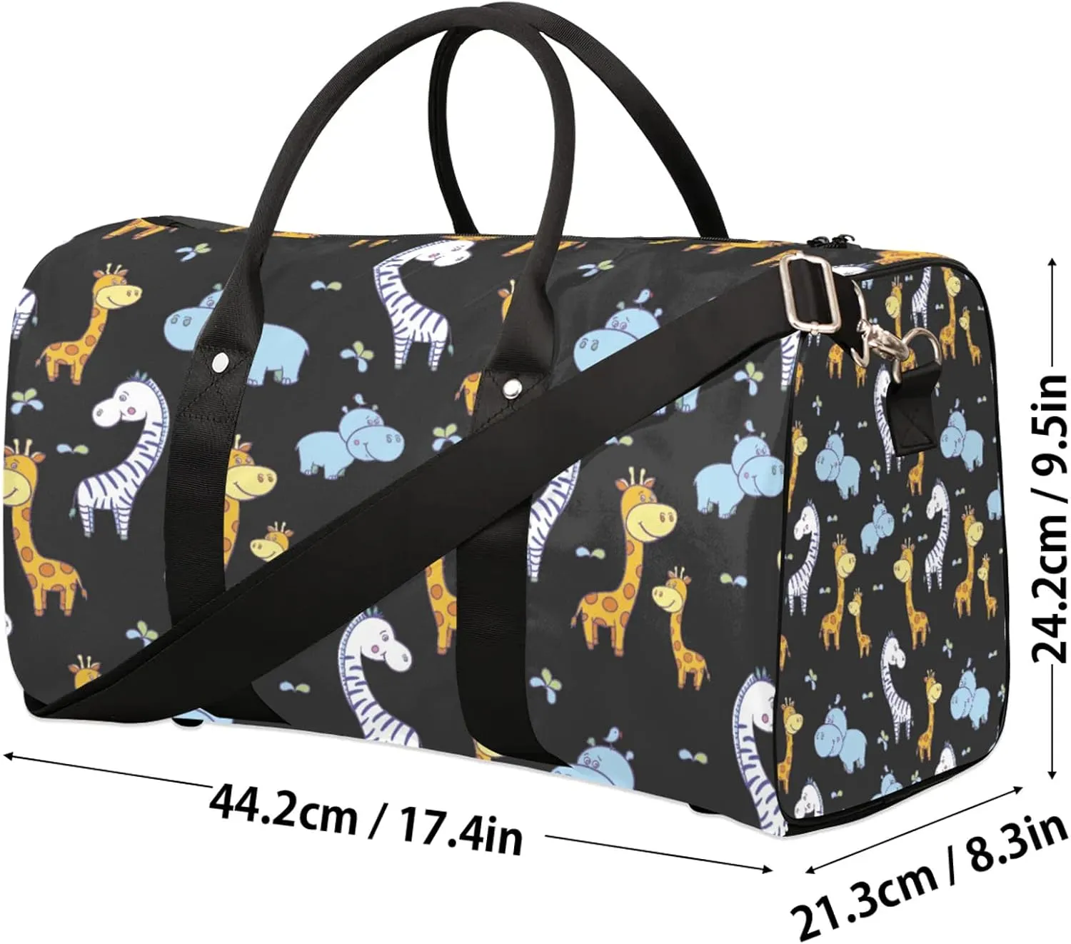 Giraffe Hippos Travel Duffle Bag, Weekender Bags for Women Men, Carry on Overnight Bag Waterproof Gym Bags, Hospital Bag for Labor and Delivery