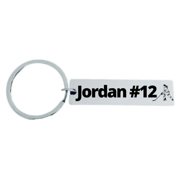 Girls Personalized Ice Hockey Keychain