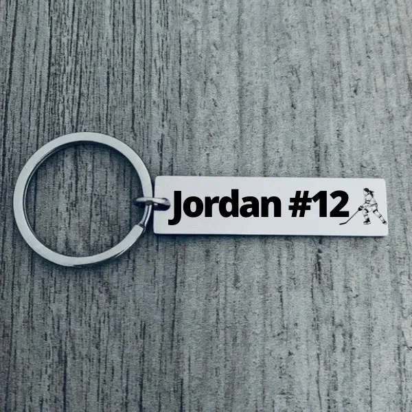 Girls Personalized Ice Hockey Keychain
