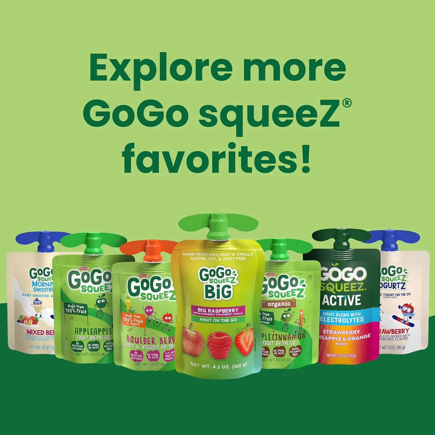 GoGo squeeZ Organic Applesauce and Fruit Puree, Variety Pack, Apple, Strawberry & Banana, 3.2 oz (Pack of 12), Unsweetened Organic Fruit Snacks for Kids, No Gluten, Nut & Dairy, BPA Free Pouches