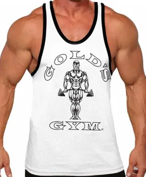 Gold's Gym Tank Top Ringer - Official Licensed - RT-1 (L, White/Black)