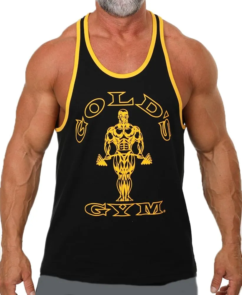 Gold's Gym Tank Top Ringer - Official Licensed - RT-1 (XXL, Black/Gold)