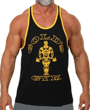 Gold's Gym Tank Top Ringer - Official Licensed - RT-1 (XXL, Black/Gold)