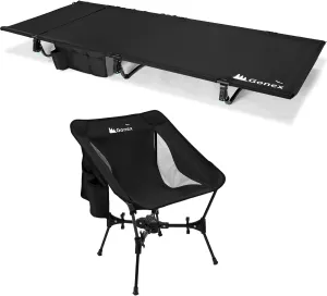 Gonex 31.5" Extra Wide Camping Cot & Portable Camping Chair, Portable Camping Chair, Compact Backpacking Foldable Lightweight Folding Chair for Outdoor Camp Hiking