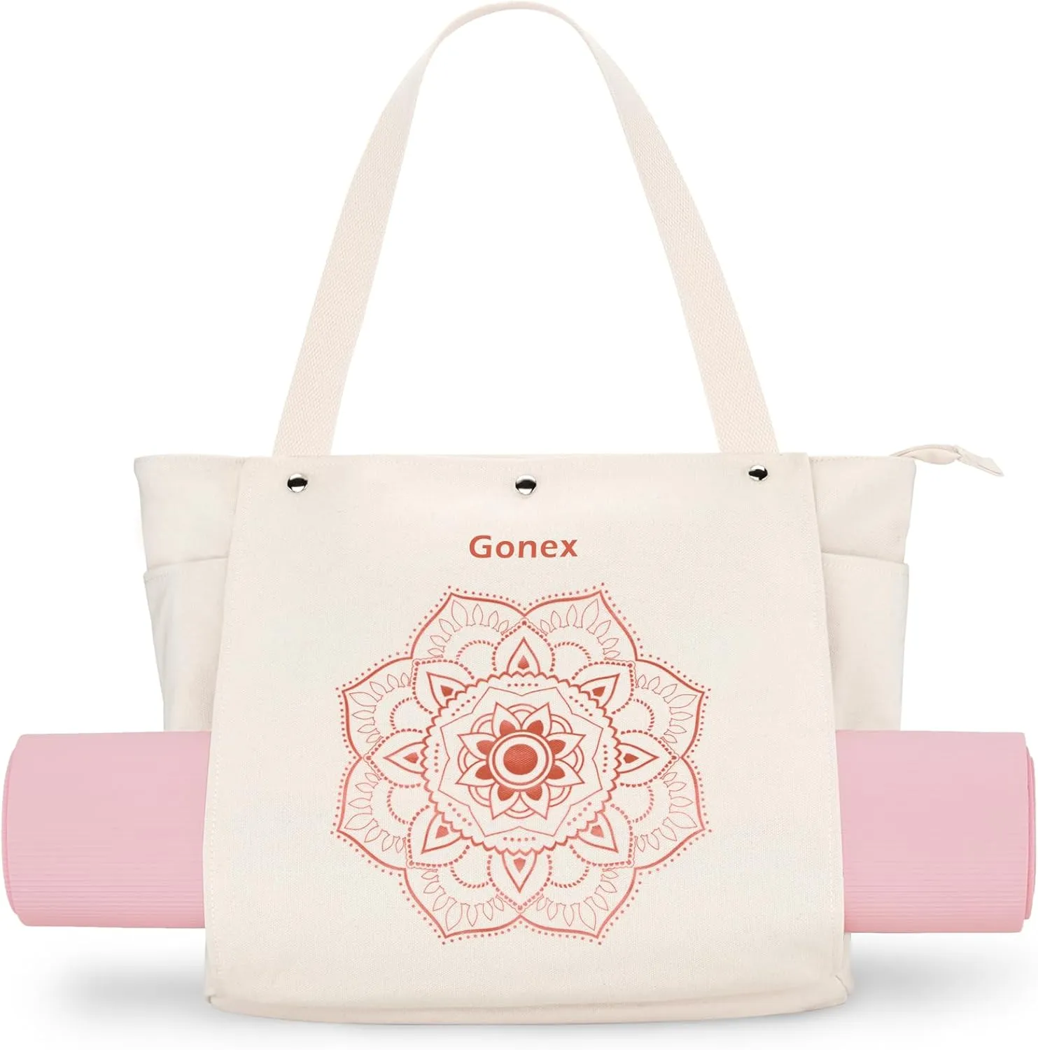 Gonex Yoga Mat Bag, Yoga Gym Bag Tote Bag with Multi Pockets For Women Men, Canvas Yoga Mat Carrier Take in Out Mat Easily For Pilates Travel Workout Office