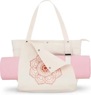 Gonex Yoga Mat Bag, Yoga Gym Bag Tote Bag with Multi Pockets For Women Men, Canvas Yoga Mat Carrier Take in Out Mat Easily For Pilates Travel Workout Office