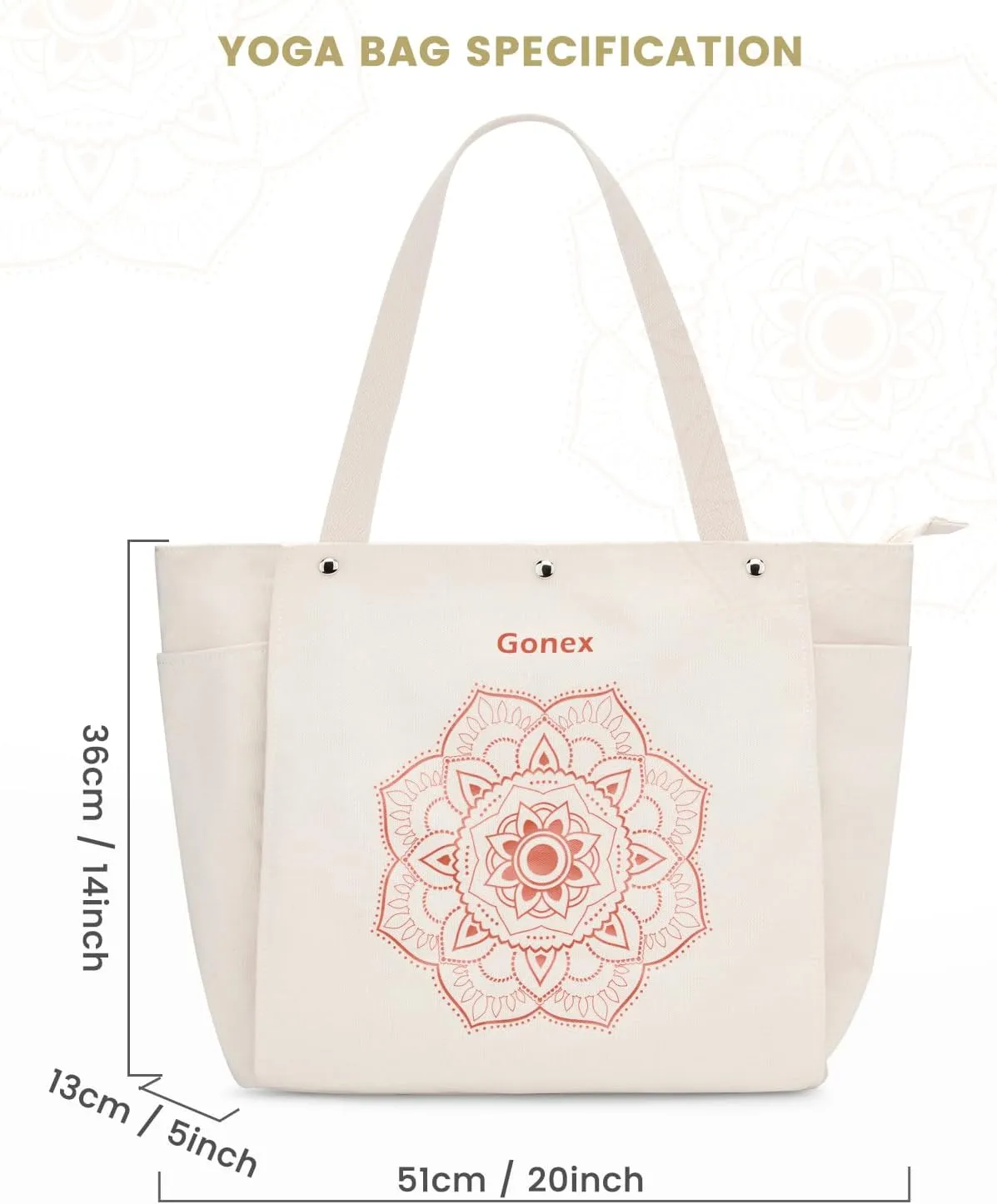 Gonex Yoga Mat Bag, Yoga Gym Bag Tote Bag with Multi Pockets For Women Men, Canvas Yoga Mat Carrier Take in Out Mat Easily For Pilates Travel Workout Office