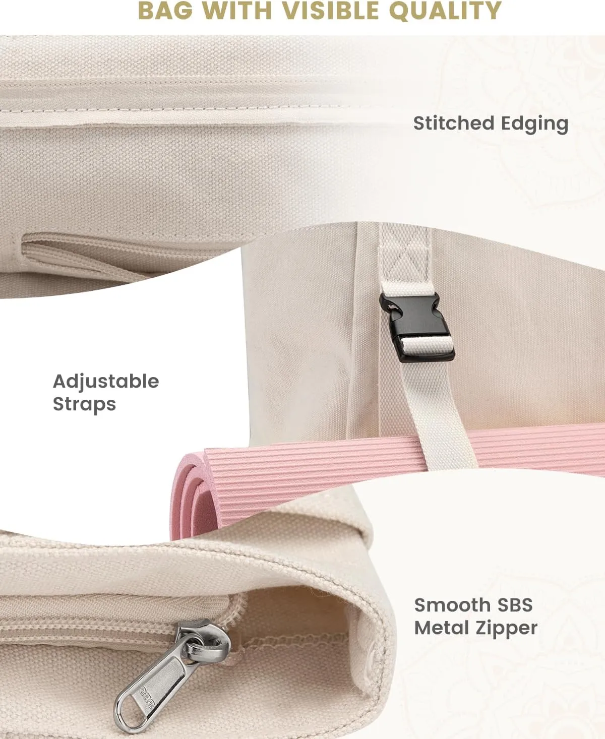 Gonex Yoga Mat Bag, Yoga Gym Bag Tote Bag with Multi Pockets For Women Men, Canvas Yoga Mat Carrier Take in Out Mat Easily For Pilates Travel Workout Office