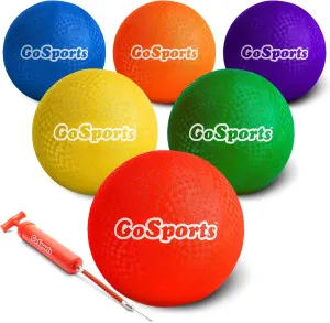 GoSports 10 inch Playground Ball (Set of 6) with Carry Bag and Pump