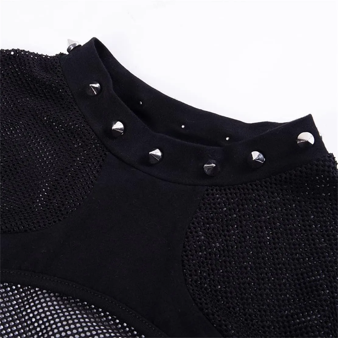 Gothic Crop Top for Women Goth Fairy Grunge Tank Tops Punk T-Shirt Streetwear Workout Tees Emo Blouse