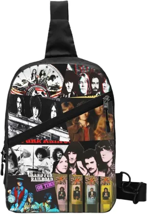 Grand Music Funk Railroad Crossbody Bag Chest Handbag Sling Backpack Adjustable Shoulder Pouch Cool Chest Package Foldable Multipurpose Daypack for Mountaineering