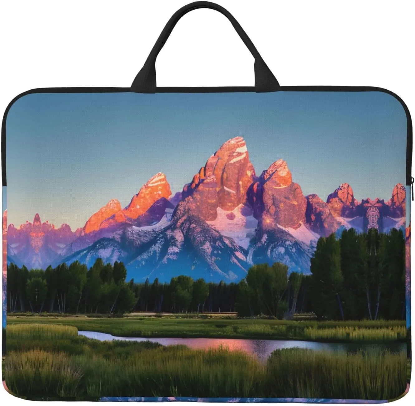 grand teton national park 14in Laptop Case Sleeve Bag – Shoulder Messenger Briefcase Carrying Handle and Accessory Pocket
