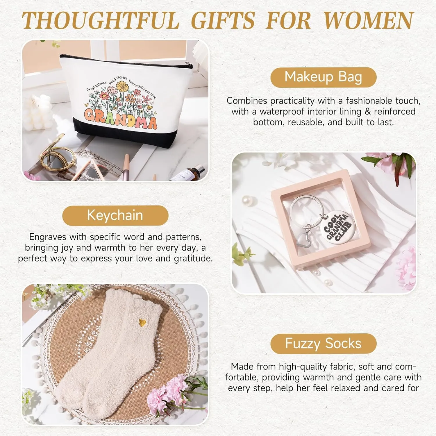 Grandma Gifts for Women Birthday Mothers Day Gifts Set from Granddaughter Grandson Grandchildren, 16 Oz Glass Cup Canvas Tote Bag Gift Basket Thanksgiving Ideas Gift for Grandmother