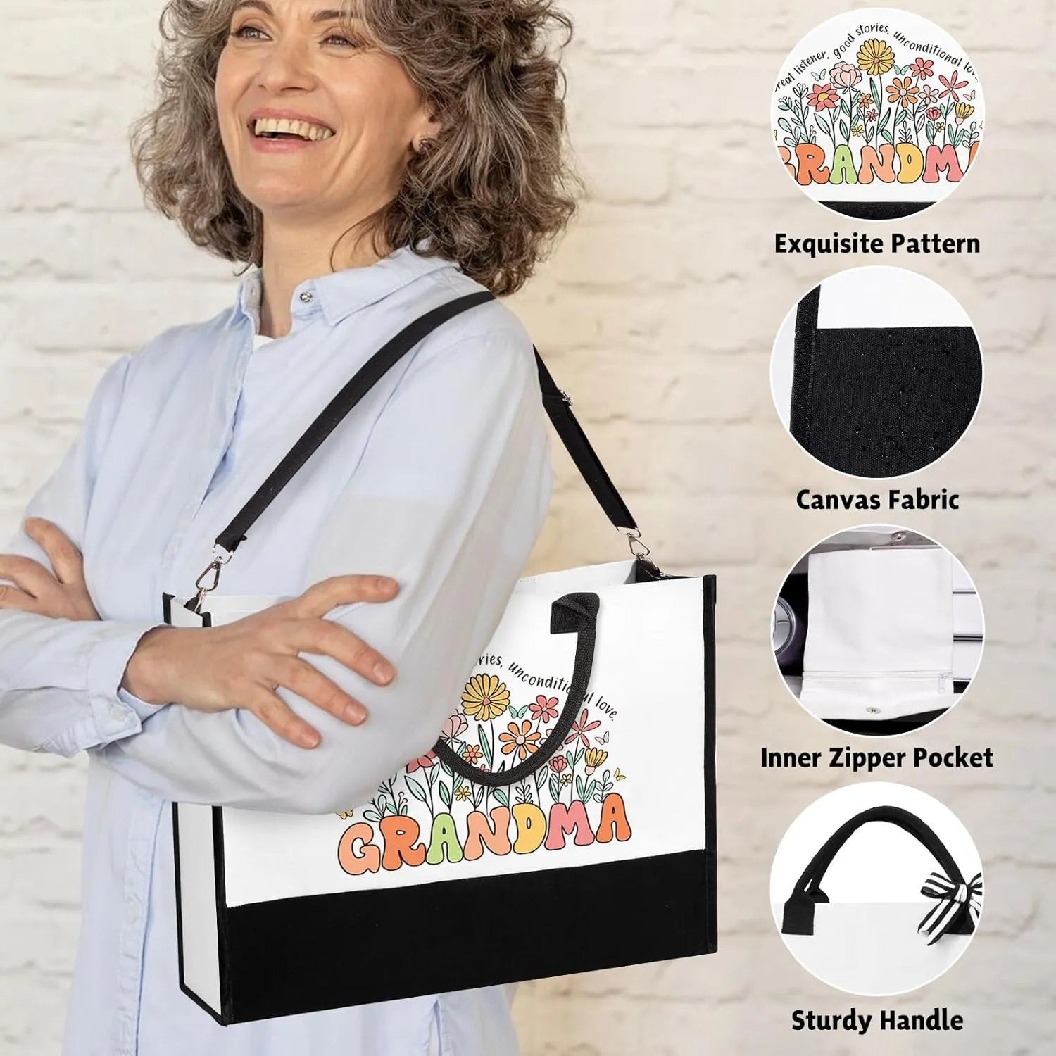 Grandma Gifts for Women Birthday Mothers Day Gifts Set from Granddaughter Grandson Grandchildren, 16 Oz Glass Cup Canvas Tote Bag Gift Basket Thanksgiving Ideas Gift for Grandmother