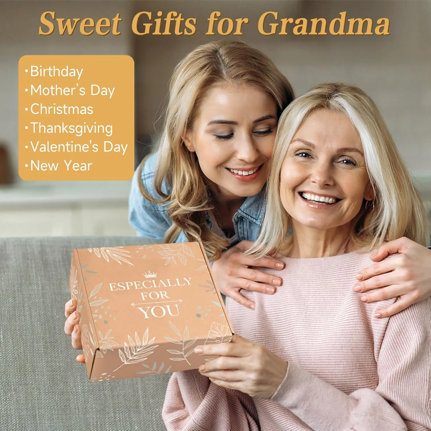 Grandma Gifts for Women Birthday Mothers Day Gifts Set from Granddaughter Grandson Grandchildren, 16 Oz Glass Cup Canvas Tote Bag Gift Basket Thanksgiving Ideas Gift for Grandmother
