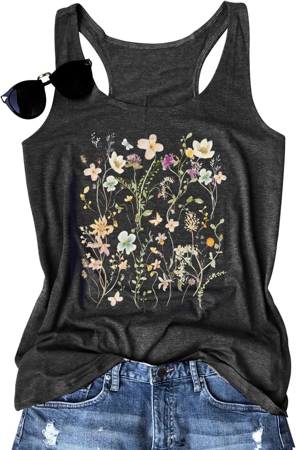 Graphic Tees for Women Summer Tank Tops Vacation Outfits for Women Country Concert Tops Summer Racer Back Tank Tops