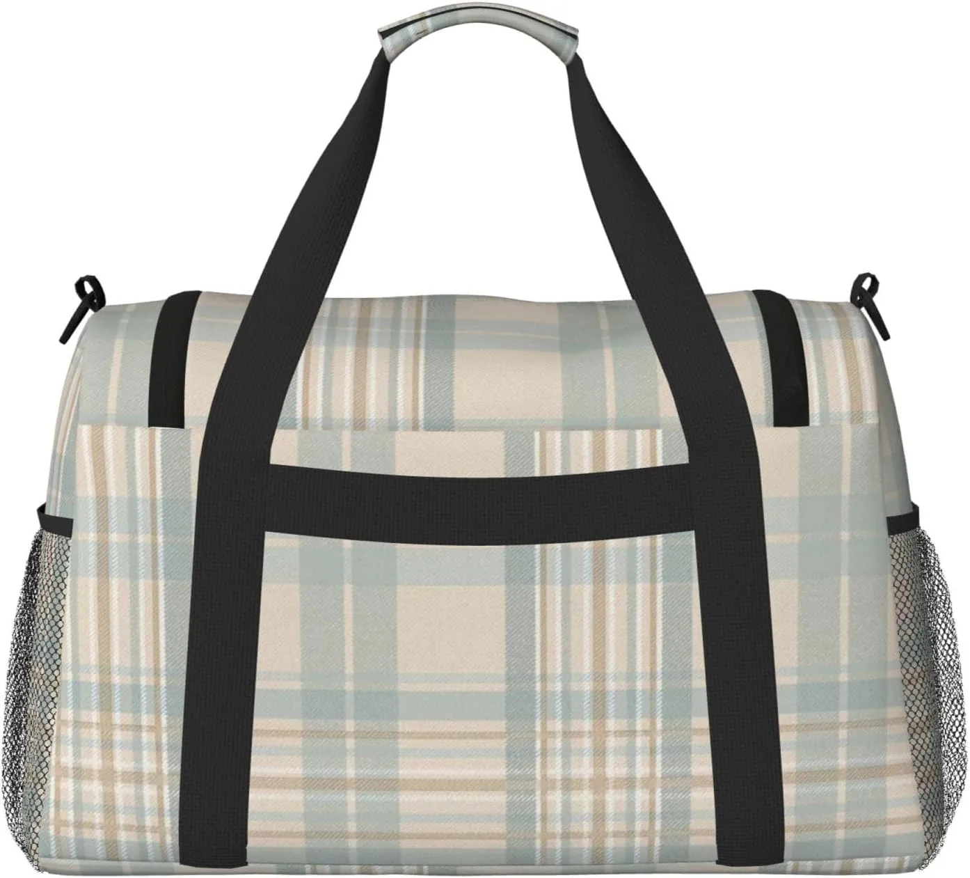 Gray Blue Stripes Travel Duffel Bag Large Foldable Waterproof Overnight Bag For Beach Swim Bags Pool Sports Gym