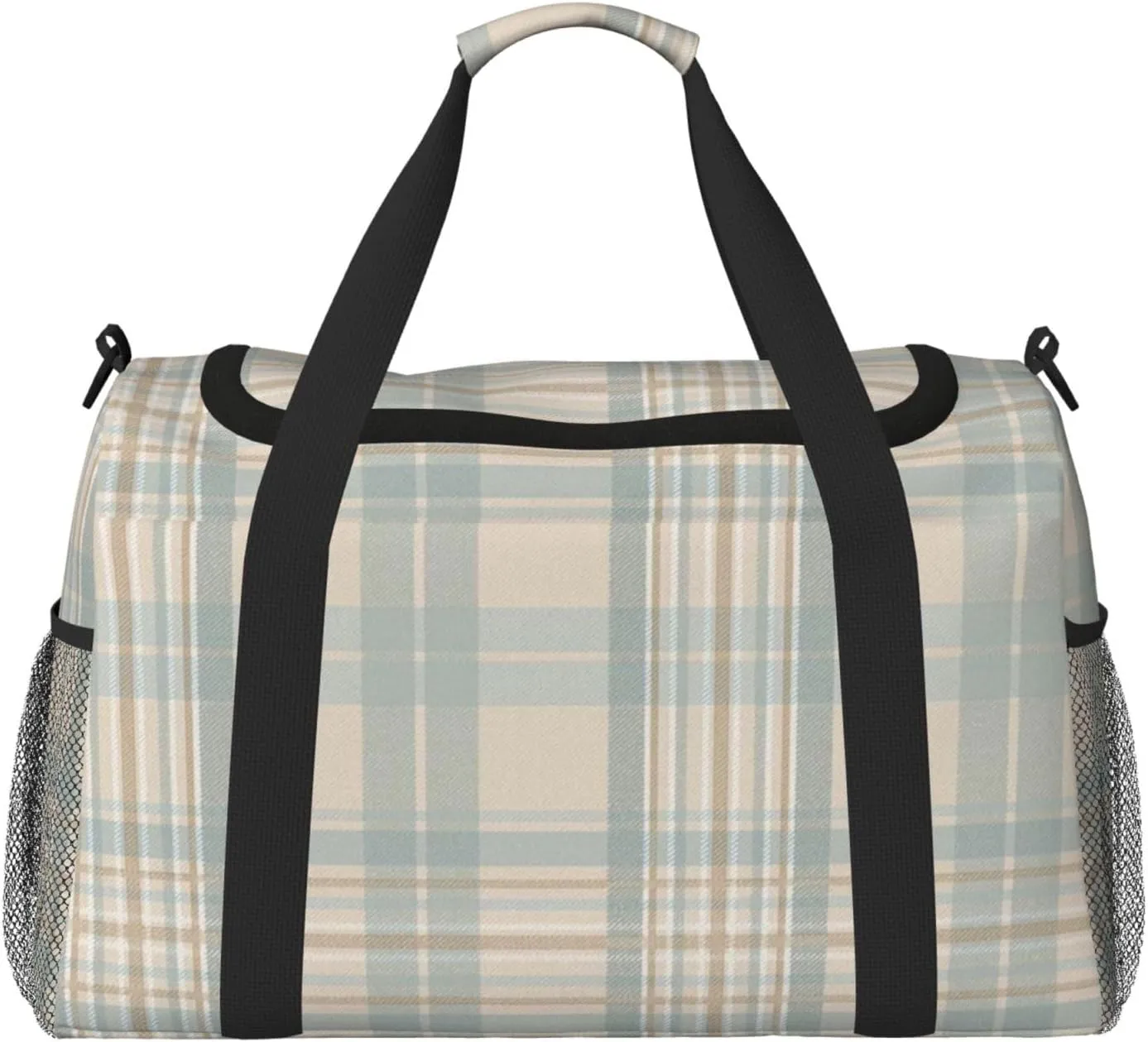 Gray Blue Stripes Travel Duffel Bag Large Foldable Waterproof Overnight Bag For Beach Swim Bags Pool Sports Gym