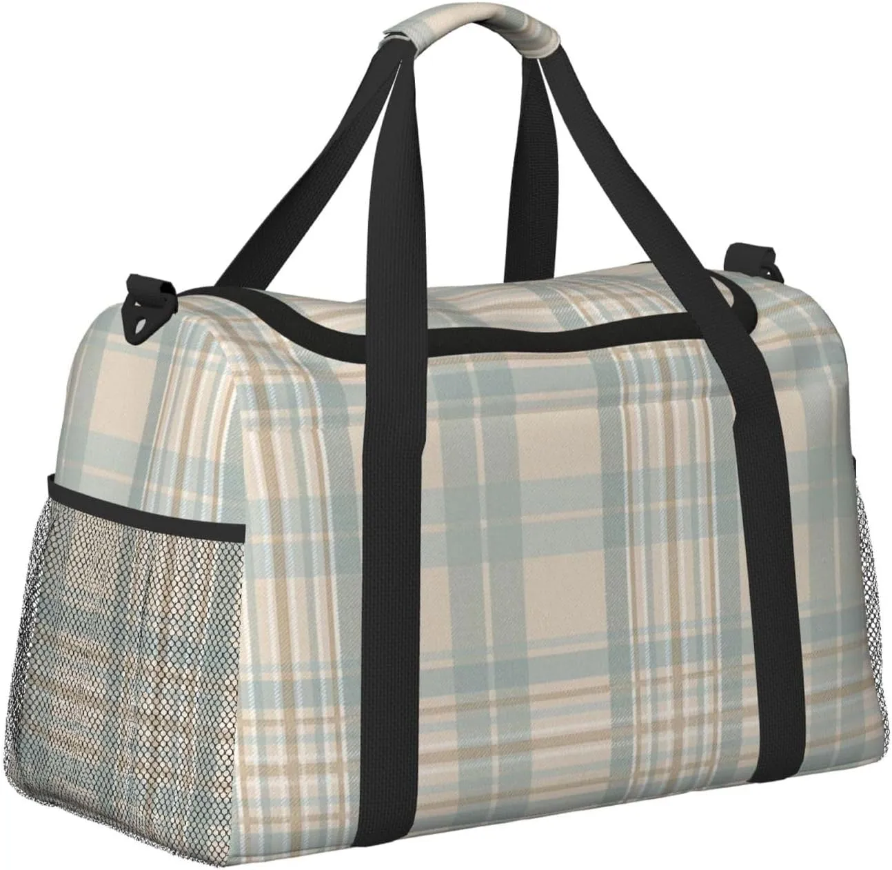 Gray Blue Stripes Travel Duffel Bag Large Foldable Waterproof Overnight Bag For Beach Swim Bags Pool Sports Gym